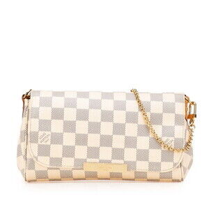 Louis Vuitton Damier Azur White Favorite Chain Shoulder Bag Leather